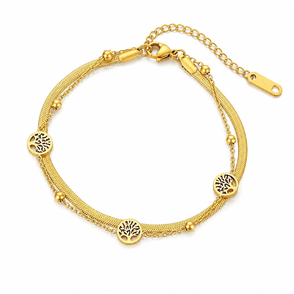 Elvarra Golden Tree Charm Bracelet